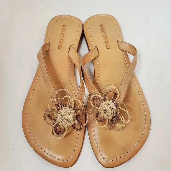 Sara Stewart Brown Daisy Sandals Size 8 - Picture 4 of 7